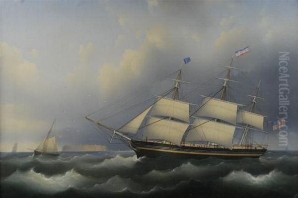 Frigate Athens, Bearing Us Flag Oil Painting by Carl Fedeler