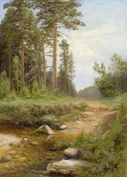 Forest Landscape Oil Painting by Simeon Fedorovich Fedorov