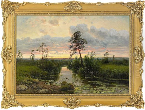 Evening Landscape Oil Painting by Simeon Fedorovich Fedorov