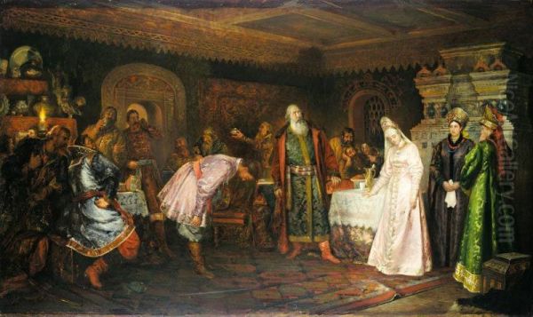 The Proposal Oil Painting by Fedor Fedorovich Bucholz