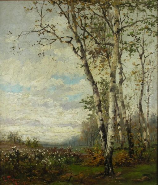 Landschaft Mit Birken Oil Painting by Eugene Fehdmer