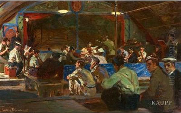 Englisches Theater. Oil Painting by Friedrich Fehr