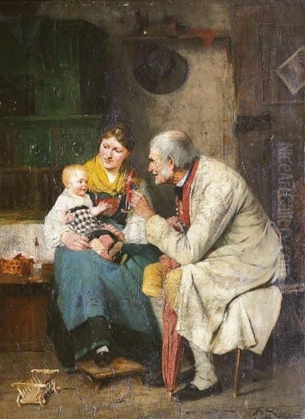 Familiengluck Oil Painting by Julius Fehr