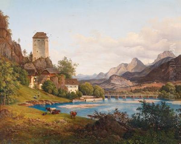 Blick Auf Federaun Oil Painting by Josef Feid