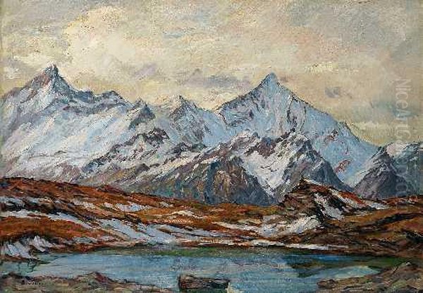 Blick Auf Weishorn Und Rothorn Oil Painting by Carl Friedrich Felber