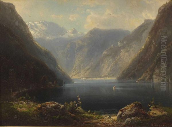 Blick Auf Den Konigssee Oil Painting by Ferdinand Feldhutter