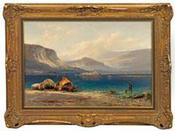 Fischer Amgardasee-ufer Oil Painting by Ferdinand Feldhutter