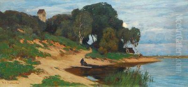 Boddenlandschaft Oil Painting by Wilhelm Feldmann