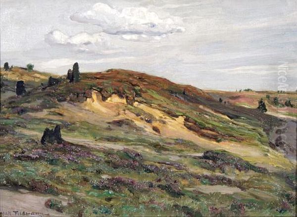 Sommerliche Heidelandschaft Oil Painting by Wilhelm Feldmann