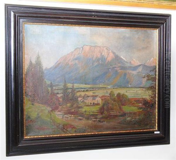 Landschaft Mit Gebirge Und Bauernhof. Oil Painting by Paul Felgentreff