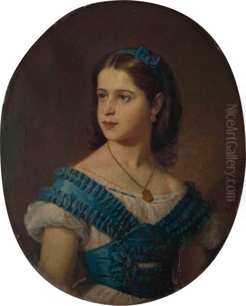 Portrait De Madame Leon Fould, Nee Ephrussi Oil Painting by Karl Eugen Felix