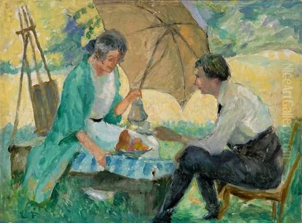 Le Pic-nic Du Peintre Oil Painting by Leon Pierre Felix