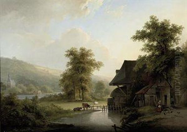 The Watermill Oil Painting by Jan Jacob Fels