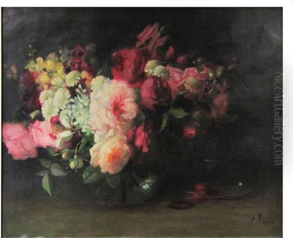 Floral Still-life With Roses Oil Painting by Frederick M. Fenety