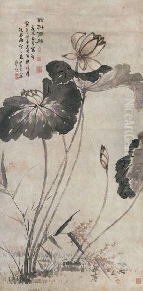 Lotus Oil Painting by Gao Fenghan