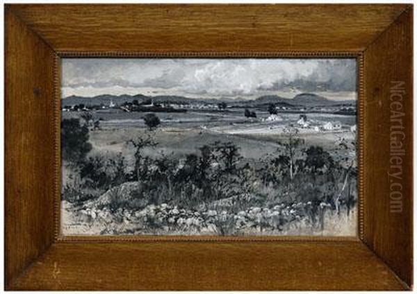 Country Landscape Oil Painting by Harry Fenn