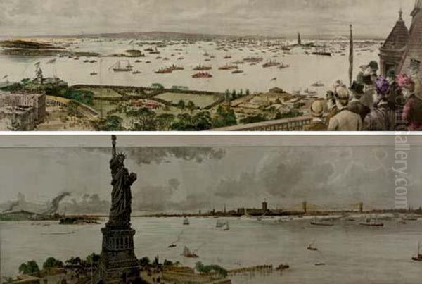 [iconography Of New York]: Two Plates Oil Painting by Harry Fenn