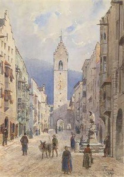 A Motif From Sterzing Oil Painting by Emil Fenzl