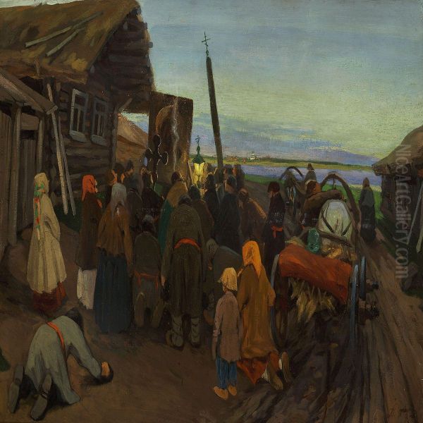 Presentation Of The Icon Oil Painting by Aleksey Feodorovich Afanasiev