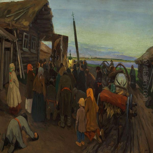 Presentation Of The Icon Oil Painting by Aleksey Feodorovich Afanasiev