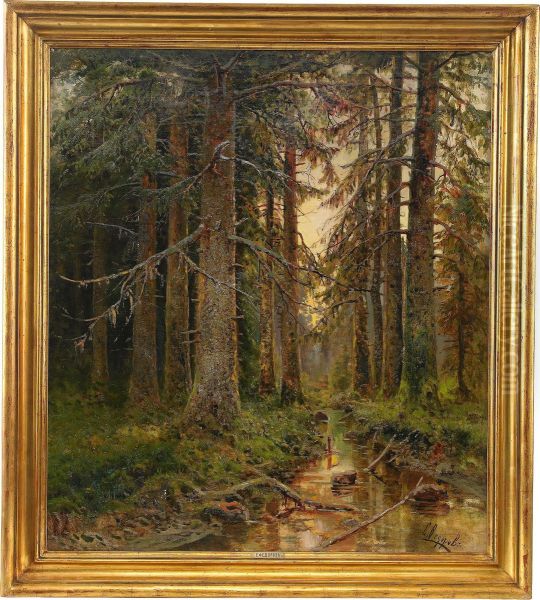 Forest Oil Painting by Semyon Feodorovich Feodorov