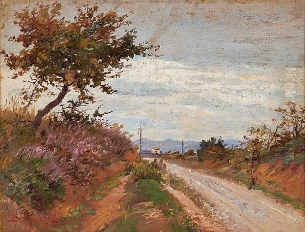 Country Side Road Oil Painting by Nicholaos Ferekidis