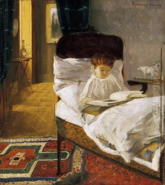 Valer In Bed Oil Painting by Karoly Ferenczy