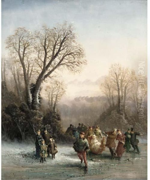 The Skating Party Oil Painting by Edouard Ferey