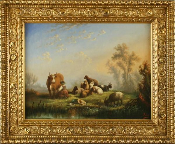 Die Kleine Ziegenhirtin Oil Painting by Prosper Ferey