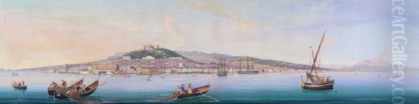 Panoramic View Of The Bay Of Naples Oil Painting by Francesco Fergola