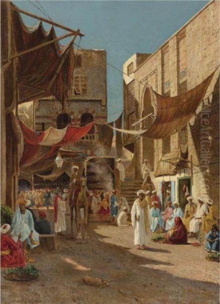 A Day In The Market Oil Painting by Henry Augustus Ferguson