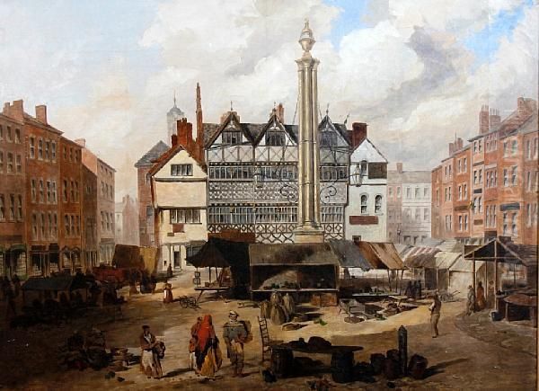 Preston Flag Market Oil Painting by John Ferguson