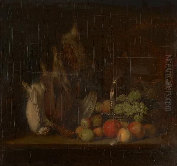 Still Life Of Red Grouse, Ptarmigan Andfruit Oil Painting by William Gowe Ferguson