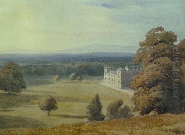 Hagley Hall From The Park Oil Painting by William J. Ferguson