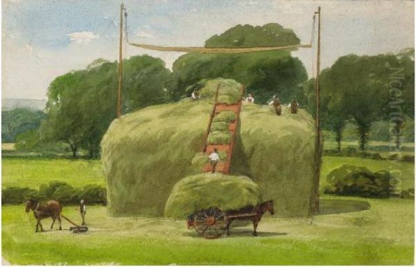 Gathering Hay Oil Painting by William J. Ferguson