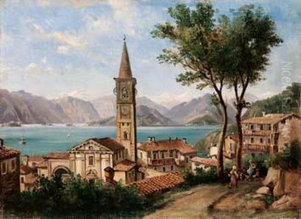 Laveno, Lago Maggiore Oil Painting by Ambrogio Fermini