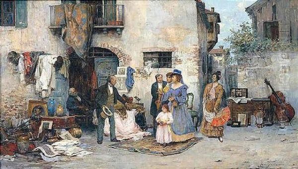 Una Calle De Sevilla Oil Painting by Jose Fernandez Alvarado