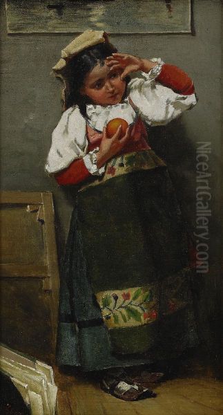 Liten Flicka I Ateljen Oil Painting by William Feron