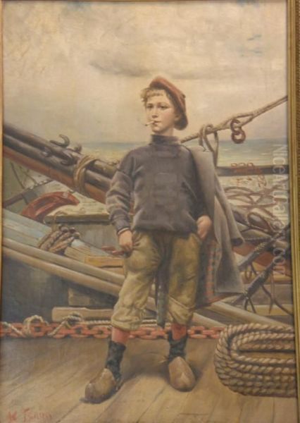 Full-length Portrait Of A Young Sailor Boy Oil Painting by William Feron