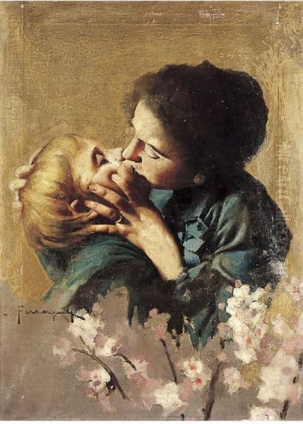 Bacio Di Mamma Oil Painting by Arnaldo Ferraguti