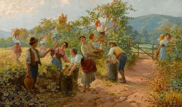 The Grape Harvest Oil Painting by Carlo Ferranti