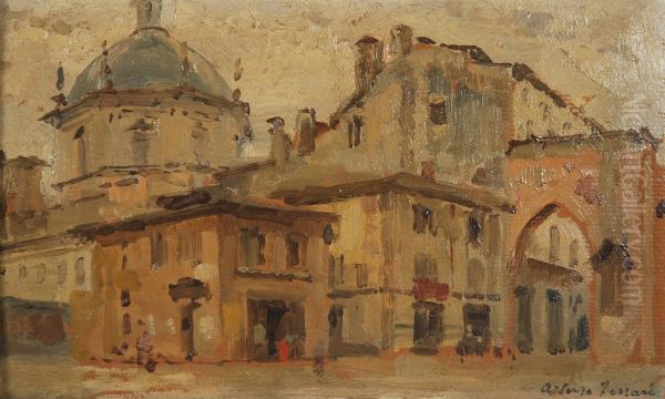 Vecchia Milano - San Lorenzo Oil Painting by Arturo Ferrari