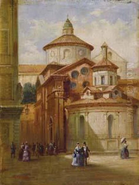 Milano, Santa Maria Presso Sansatiro Oil Painting by Carlo Ferrari