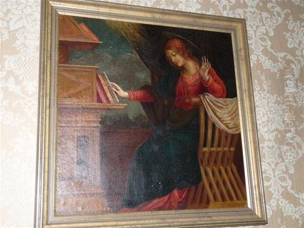 The Annunciation 19thcentury Oil Painting by Gaudenzio Ferrari