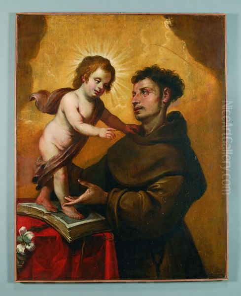 Sant'antonio Da Padova Con Il Bambino Oil Painting by Giovanni Andrea di Ferrari