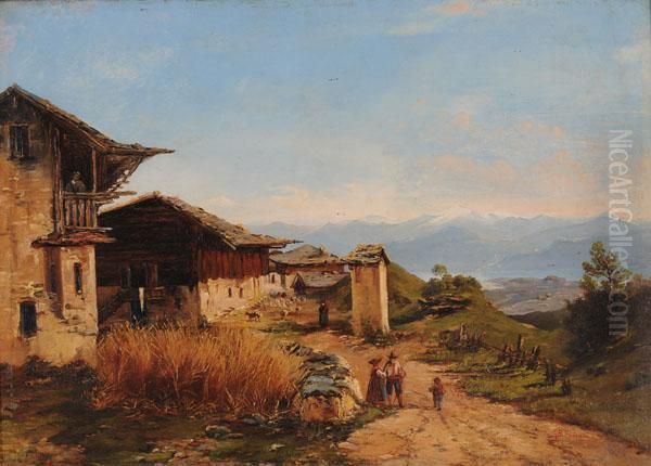 Paesaggio Di Montagna Oil Painting by Giovanni-Battista Camuccini