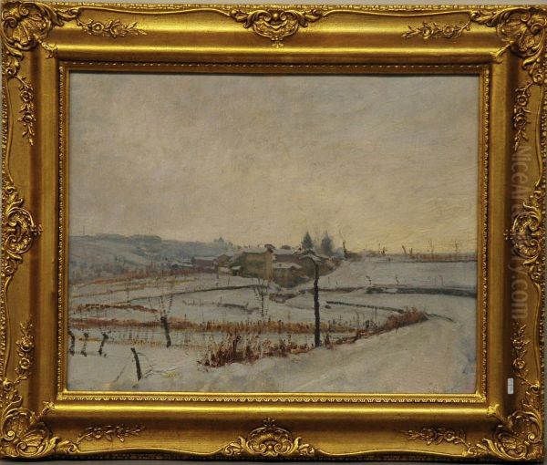 Paesaggio Sotto La Neve Oil Painting by Pietro M. Ferrari