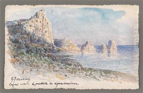 A View Of Capri And The Faraglioni Oil Painting by Pier Guiseppe Ferrarini