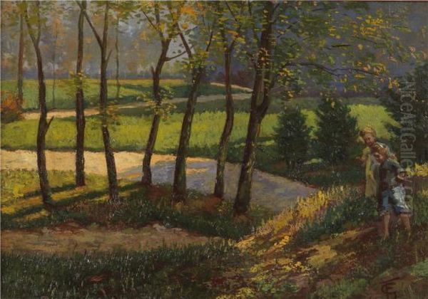 Parco Del Valentino Oil Painting by Giuseppe Ferraudi