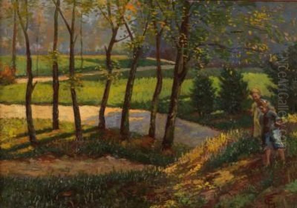 Parco Del Valentino Oil Painting by Giuseppe Ferraudi